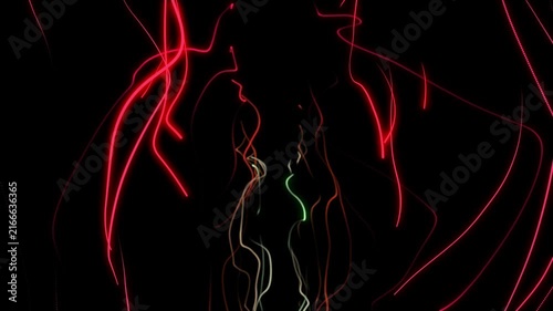 Seamless looping flowing particles with beautiful dots and lines. Abstract background with bokeh particles. 