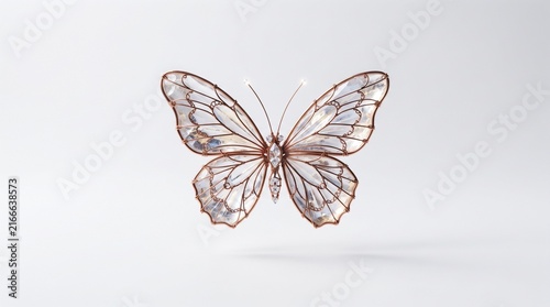 Glass butterfly on white background