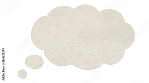 Textured paper thought bubble isolated on transparent background