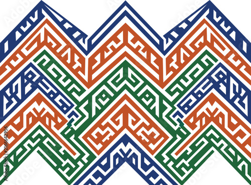 Bild auf Leinwand Chevron arrow tessellation pattern with geometric tribal motifs and colorful zigzag lines