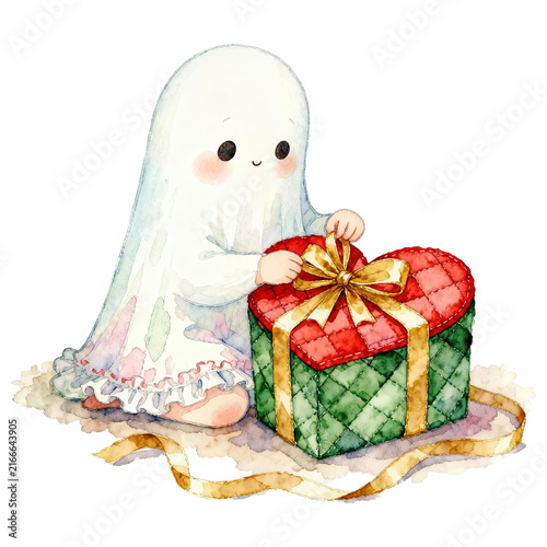 Christmas Gift Box with Red Ribbon Isolated on White Background for Holiday Celebration and Present Giving