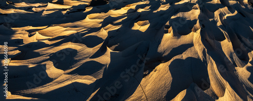 Sunlit pumice desert formations in Catamarca, Argentina