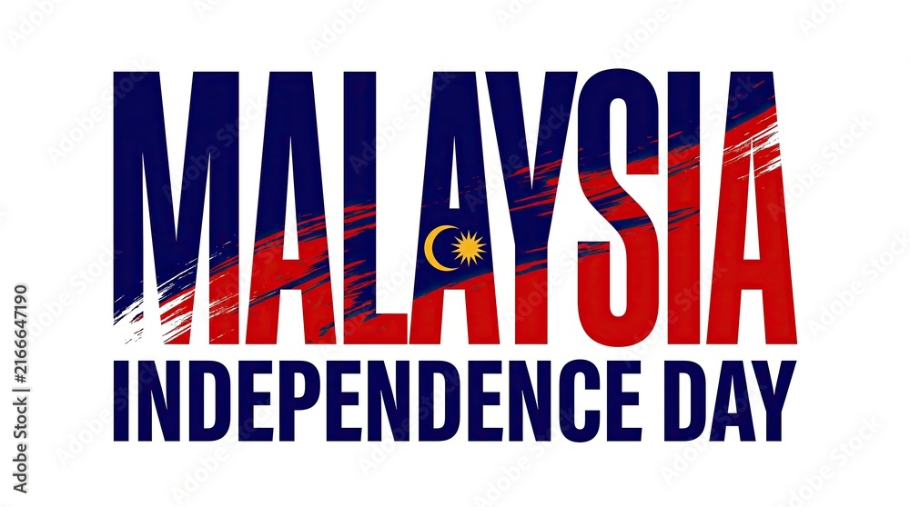 Fototapeta premium Malaysia Independence Day Bold Typography Designed With National Flag Grunge Texture