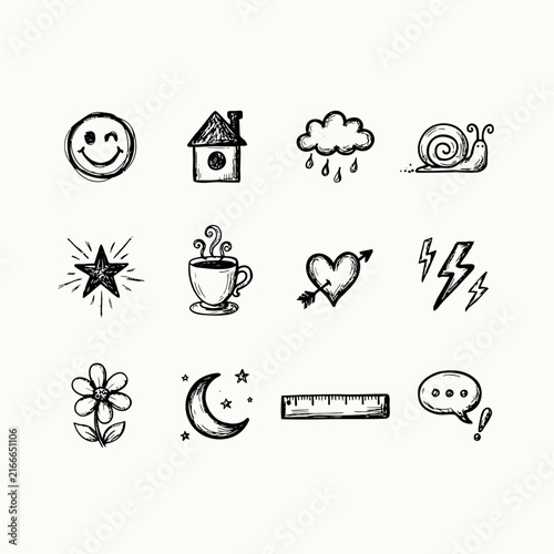 Cute hand drawn doodle icon set