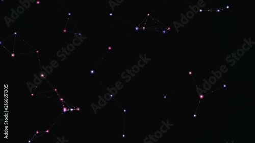 Abstract Digital Technology Network Connection with Glowing Plexus Nodes and Lines on Dark Background