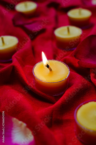 candles and rose petals