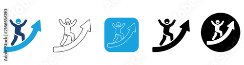 Running Person Icon Set with Blue Fill, Gray Outline, Blue Square White Outline, Black Fill, Black Circle White Fill Variations Collection 5 Styles Isolated on Transparent Background