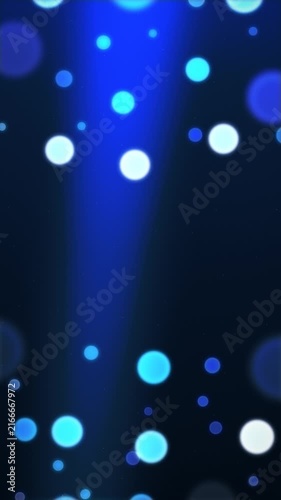 Blurred blue and white circles on dark background. 2d animation