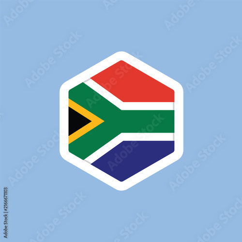 South Africa Flag Hexagon Badge Icon