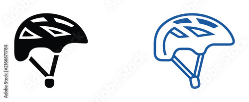Safety helmet icon set, protective headgear gear, outdoor bicycle riding safety and personal protection equipment concept icon, vector illustration for cycling, construction, workplace safety, sports.
