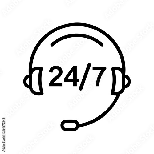 Headset with 24/7 service icon for customer support.