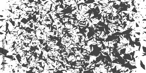 Картината върху платно Abstract fragmentation explosion against white background with scattered shards