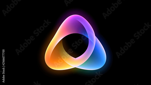 Futuristic Symbols Abstract Design Dark Background, Modern Rainbow Pastel Gradient Icons, 2D Geometric Tech Elements, Minimalist Neon Glow Sci-Fi Graphic Set, Contemporary Digital Design Collection