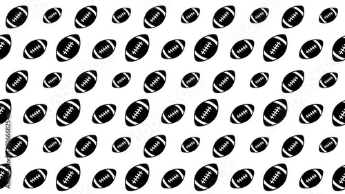 Seamless Background Pattern Featuring Repeating Diagonal American Footballs 4k Motion Loop