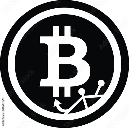 Cryptocurrency bitcoin coin icon with vector node editing anchor paths