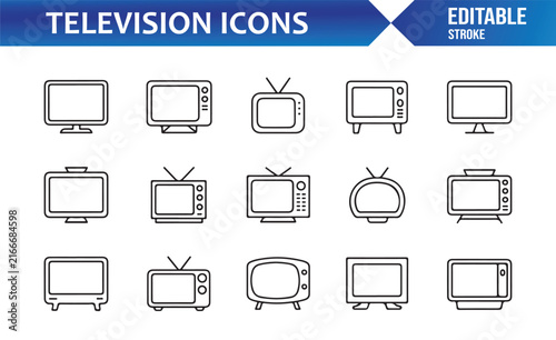 Television Technology and Entertainment Icon Collection