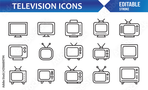 Television and TV Set Icon Collection with Vintage Designs