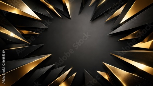 Black and gold 3d star frame with copy space