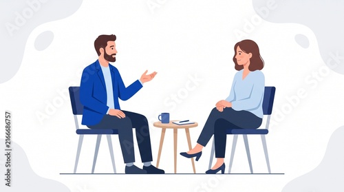 Business meeting with two professionals talking