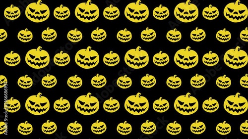 Seamless Yellow Jack-O-Lantern Pattern Background for Halloween Decor 4k Motion Loop