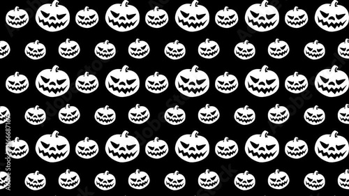 Seamless Pattern of Spooky Jackolantern Faces for Halloween Backgrounds 4k Motion Loop