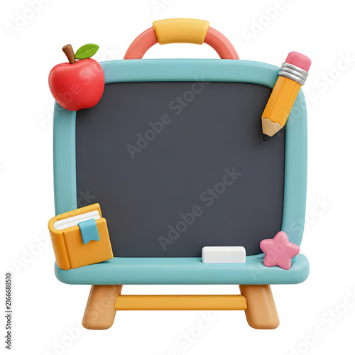 Back to School Season Peak featuring a colorful chalkboard easel with stationery supplies for students.