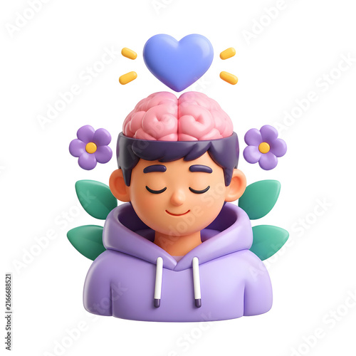 Back to School Season Peak featuring a calm student character with a blooming brain and heart icon.