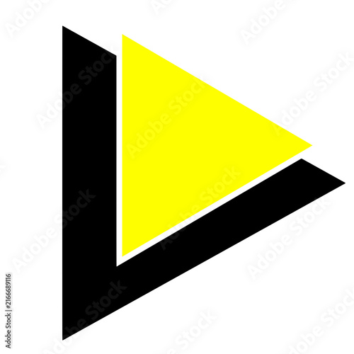 Retro 80s neon yellow and black outlined triangles transparent background synthwave 1980s play button