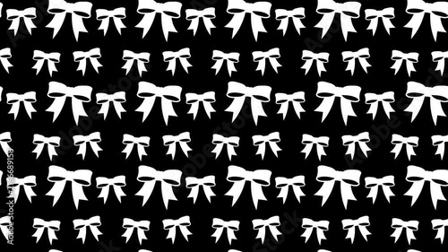 Seamless Pattern Background Featuring Repeated Elegant White Gift Bows 4k Motion Loop