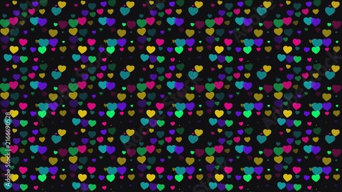 Vibrant Multi-Colored Heart Shape Pattern Seamless Background Texture Design 4k Motion Loop