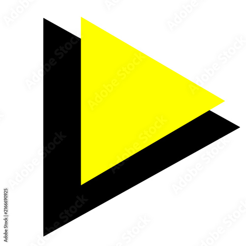 Retro 80s neon yellow and black triangles transparent background synthwave 1980s play button