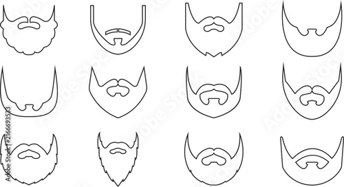 фотографія Beard Icons Collection Set Group Modern Fill Black Beard and Facial Hair Vector