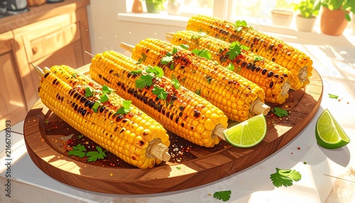 Grilled Corn on the Cob with Fresh Herbs and Lime.