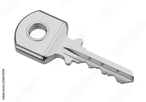 Modern metallic house key with clean minimalist design isolated on transparent background for real estate concepts