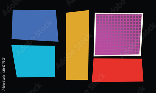 Modern comic book panel layout with colorful geometric blocks