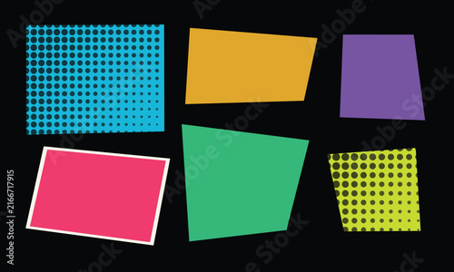 Retro comic book panel template with halftone dot textures