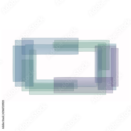 Abstract rectangular frame, modern geometric design with overlapping translucent shapes, a contemporary art background for digital projects, and a minimalist graphic element.