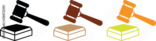 Photography Gavel and block vector illustration set in black, brown, and yellow colors for legal themes
