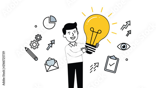 Canvas Print Person_holding_glowing_lightbulb_