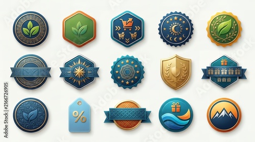 Collection of modern luxury badges and high quality emblem designs for branding.