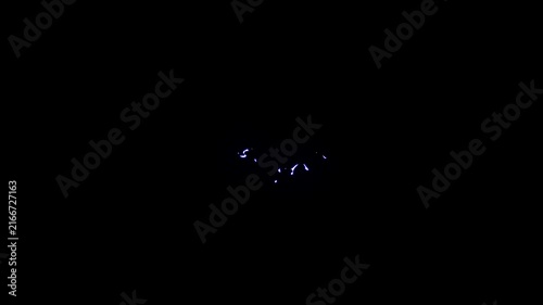 Neon blue lightning shockwave fx animation with cartoon thunder electric sparks, glowing plasma energy arcs, dynamic flash burst, hand drawn effects on black background 4K..