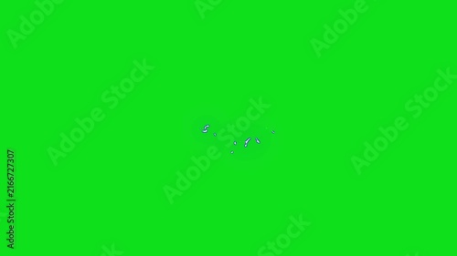 Neon blue lightning shockwave fx animation with cartoon thunder electric sparks, glowing plasma energy arcs, dynamic flash burst, hand drawn effects on green background 4K..