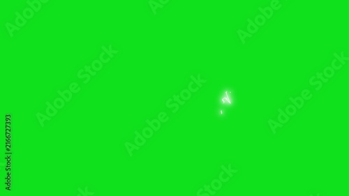White electric thunder energy explosion animation with neon lightning bolts, cartoon sparks, glowing plasma arcs, dynamic shockwave motion, flash effects, on green background 4K..