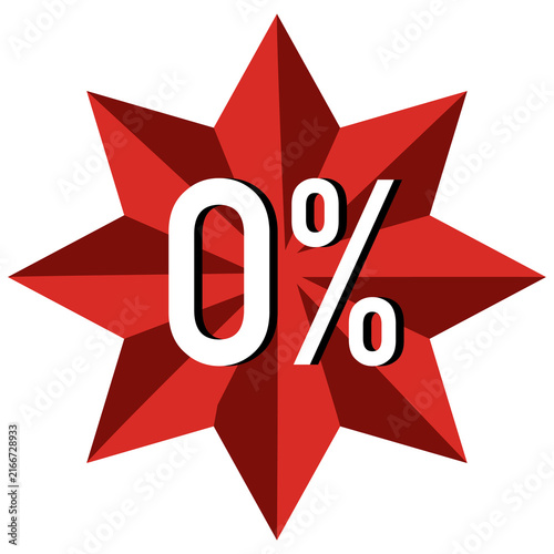 Red 0 percent discount-  Sale Starburst Badge for Retail Discount and Special Offer