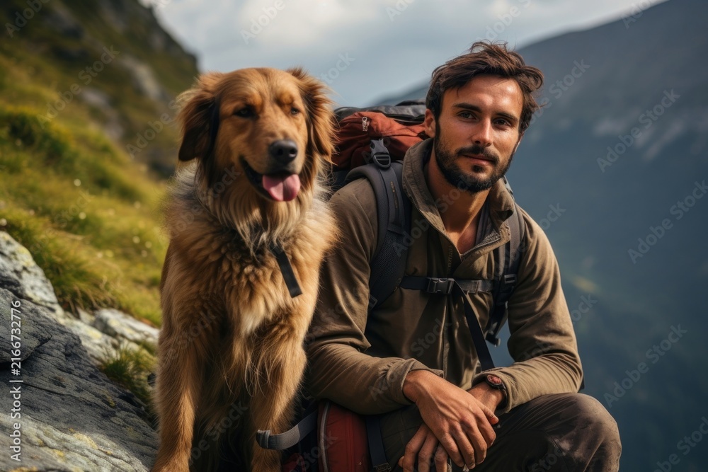 Naklejka premium Dog mountain backpack mammal.