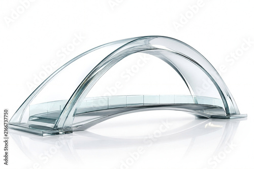 Modern Futuristic Transparent Glass Bridge Concept Isolated on White Background