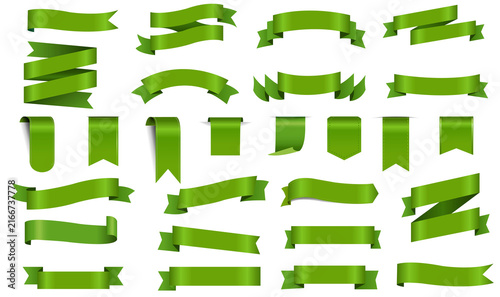 Green Silk Ribbons Big Set