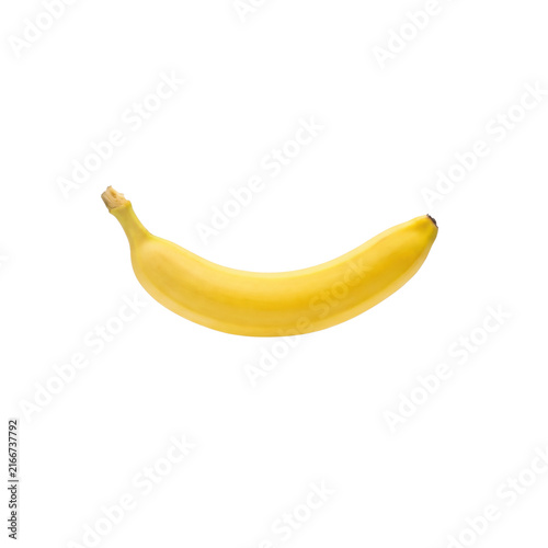 Fotografie A single ripe yellow banana isolated on a clean white background