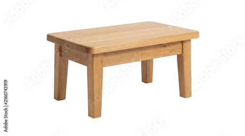 Sturdy rectangular wooden side table isolated on transparent background for home furniture and interior decoration