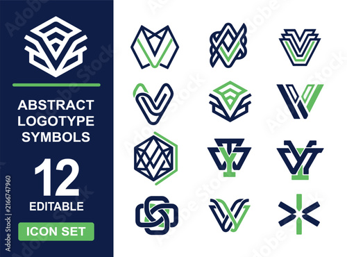 Abstract geometric logotype symbols icon set vector